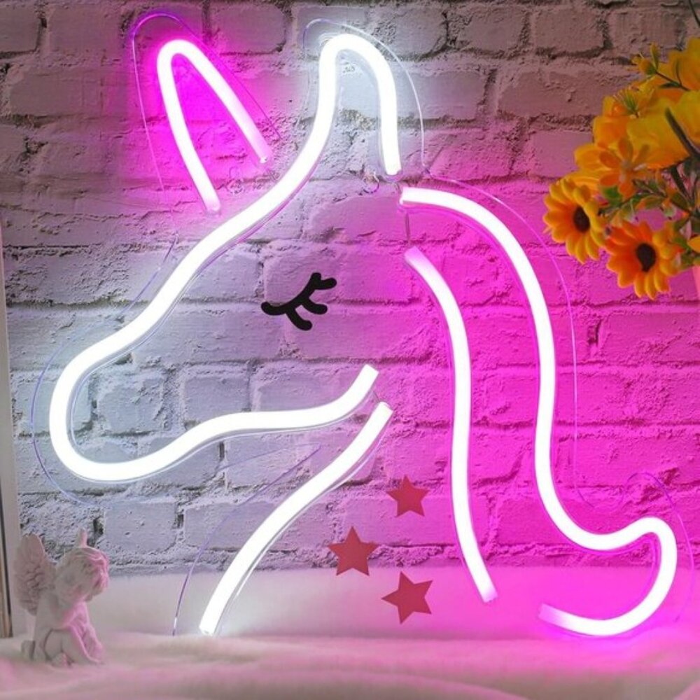 New Unicorn Neon Sign, USB LED Light for Girls Room, Wall Decor & Birthday Gift